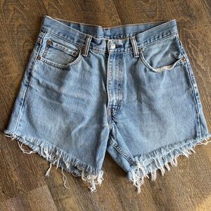 Vtg Levis 550 Denim Cut Off Shorts Mens 34 Relaxed Blue Distressed Cotton